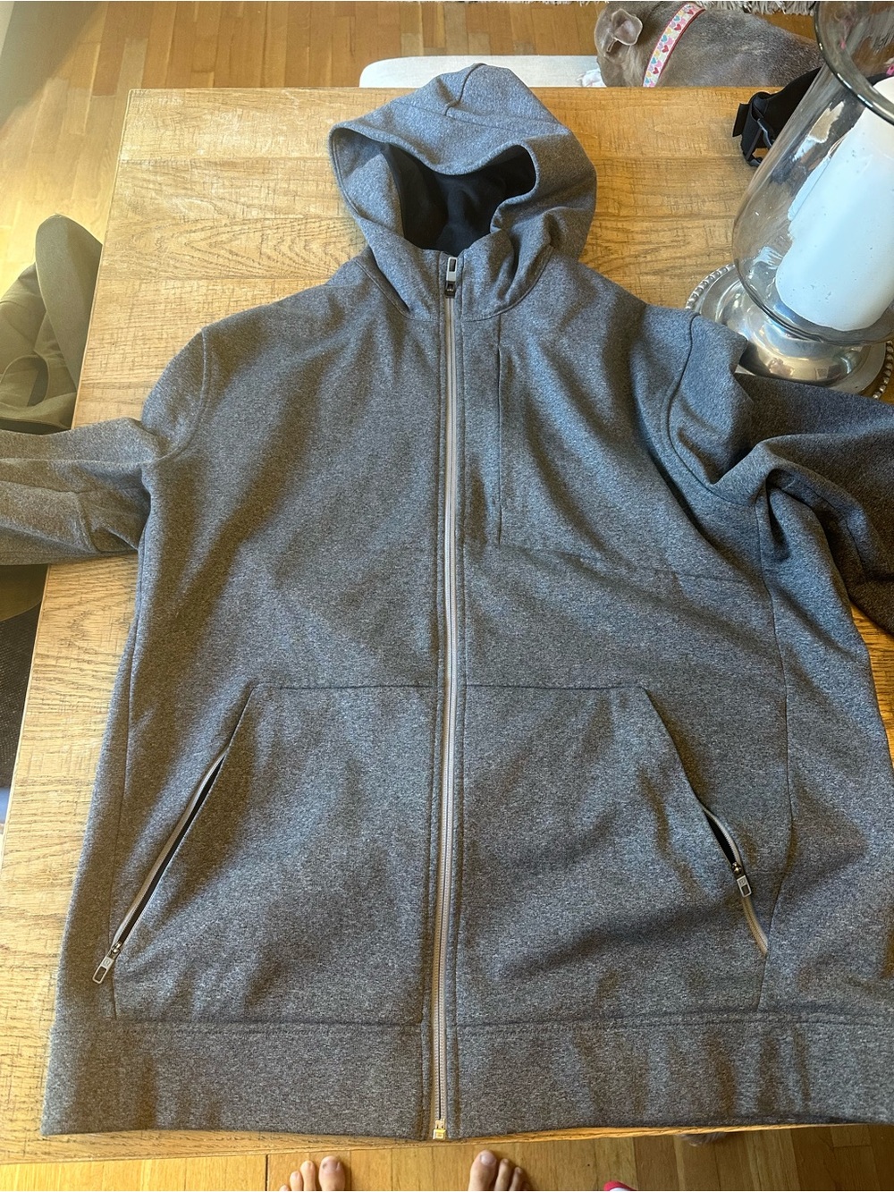 lululemon athletica Men's Charcoal Zip-Up Hoodie Sweater